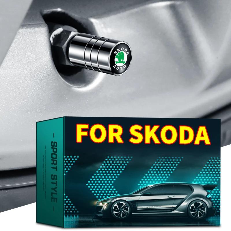 AAAAO1 Car Tire Valve Caps Hex/Circular Metal Tyre Valve Airtight Cover Dust For Skoda Octavia Superb Rapid Kodiaq Fabia Kamiq Roomster