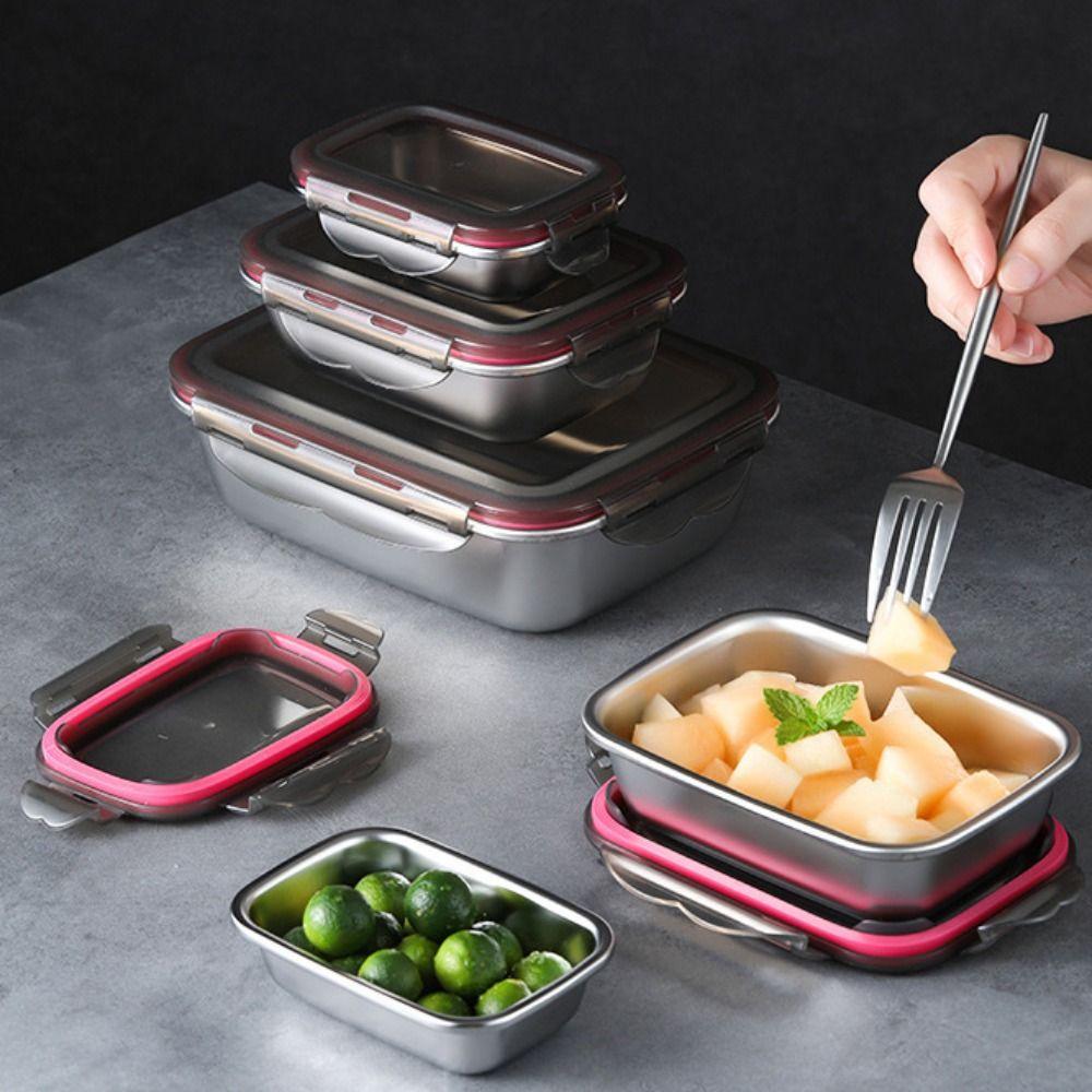 Silicone Ring Sealed 304 Stainless Steel Fresh-keeping Box Freshness Container Refrigerator