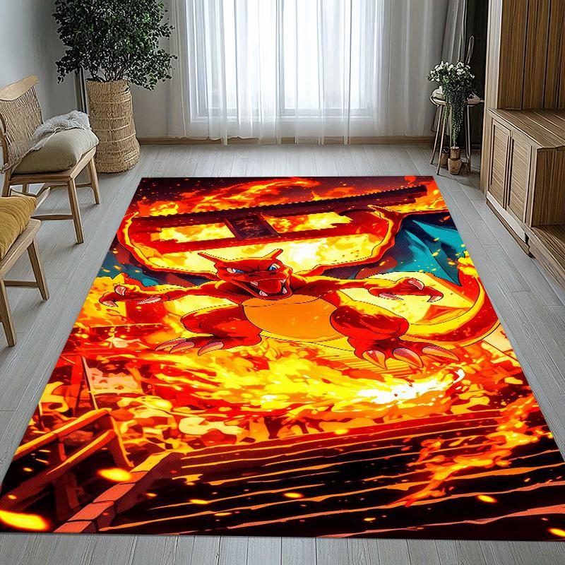 Charizard Charmander Pokemon Living Room Non-Slip Area Rug Soft Carpet for Bedroom Kids Playroom Sofa,Home Decor Doormat Gift