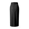 Faux Leather Maxi Skirt Solid Color High Waist Slit Hem Maxi Skirt Windproof Velvet Lining Straight Fit Long Skirt
