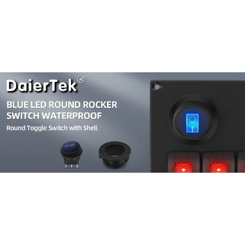 5PCS Waterproof Round Rocker Switch12V LED Toggle Switch Lighted ON Off SPST 3 Pin for Car Switch Panel RV Truck Marine Boat Switches Seat 3