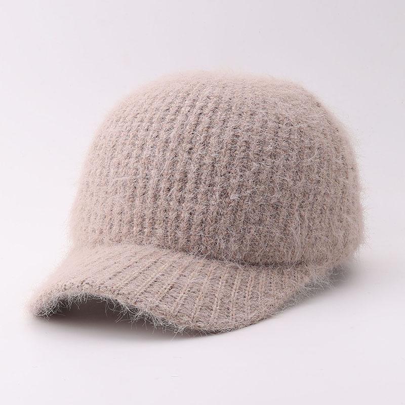 Winter New Plush Knitted Baseball Cap Simple Warm Curved Brim Cap