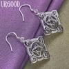 925 Sterling Silver Geometrické čtvercové náušnice Klenoty