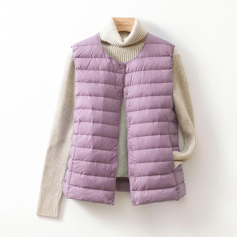 Autumn and Winter New Light Down Jacket Women's Liner Small Vest Round Neck Wearing Collarless Light Vest Tide