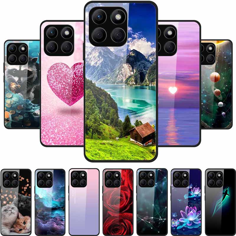 Glass Hard Back Cover For Honor X8C X8B X8 4G 5G Honor 400 Smart Phone Case Soft TPU Bumper Tempered Glass Case Coque Funda Capa