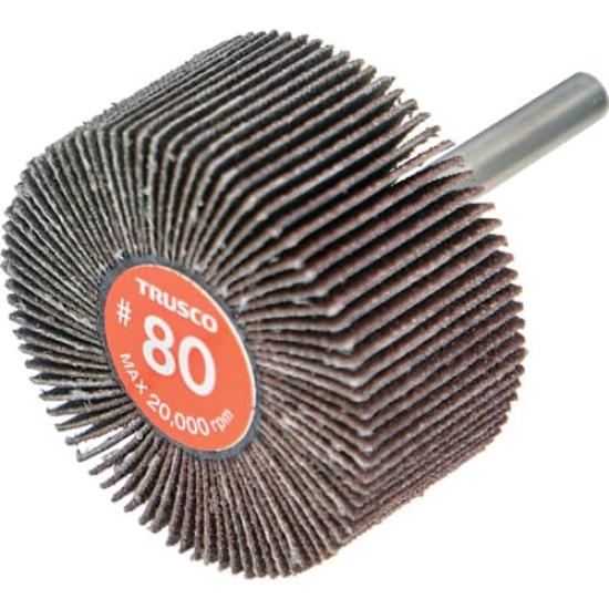 TRUSCO Economy Flap Shaft Diameter Outer Diameter 50mm x Width 25mm x Shaft Length of Wheel, 6mm, 35mm, #80 (Pack 5) EF5025-80