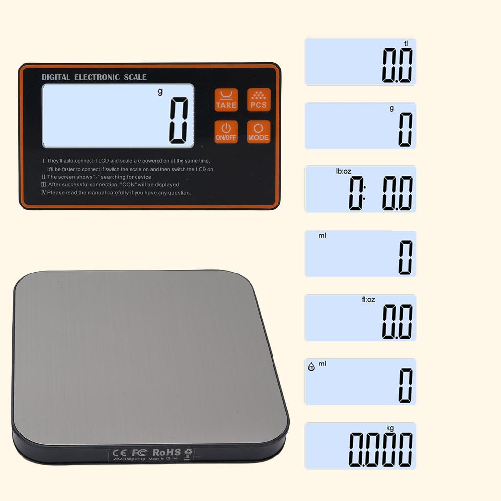 Wireless Kitchen Scale Large Capacity Digital Food Electronic Scale Flexible Innovative Portable with Backlit LCD for Meal Prep