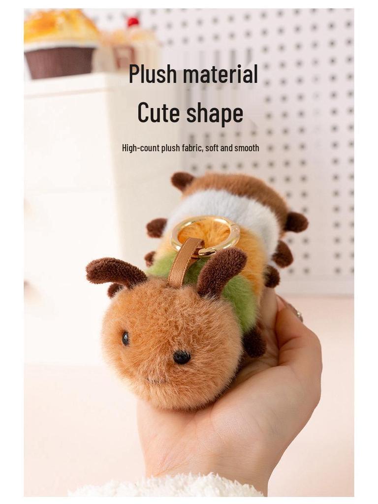 Elephant Skin Rabbit Plush Keychain: Cute Insect and Plant Series with Caterpillar and Bee Figures