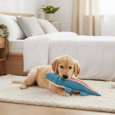 Dog Sound Bite Resistant Dog Chew Cartoon Animal Shape Pet Crocodile Soft Stuffed Pet for Cats and Dogs