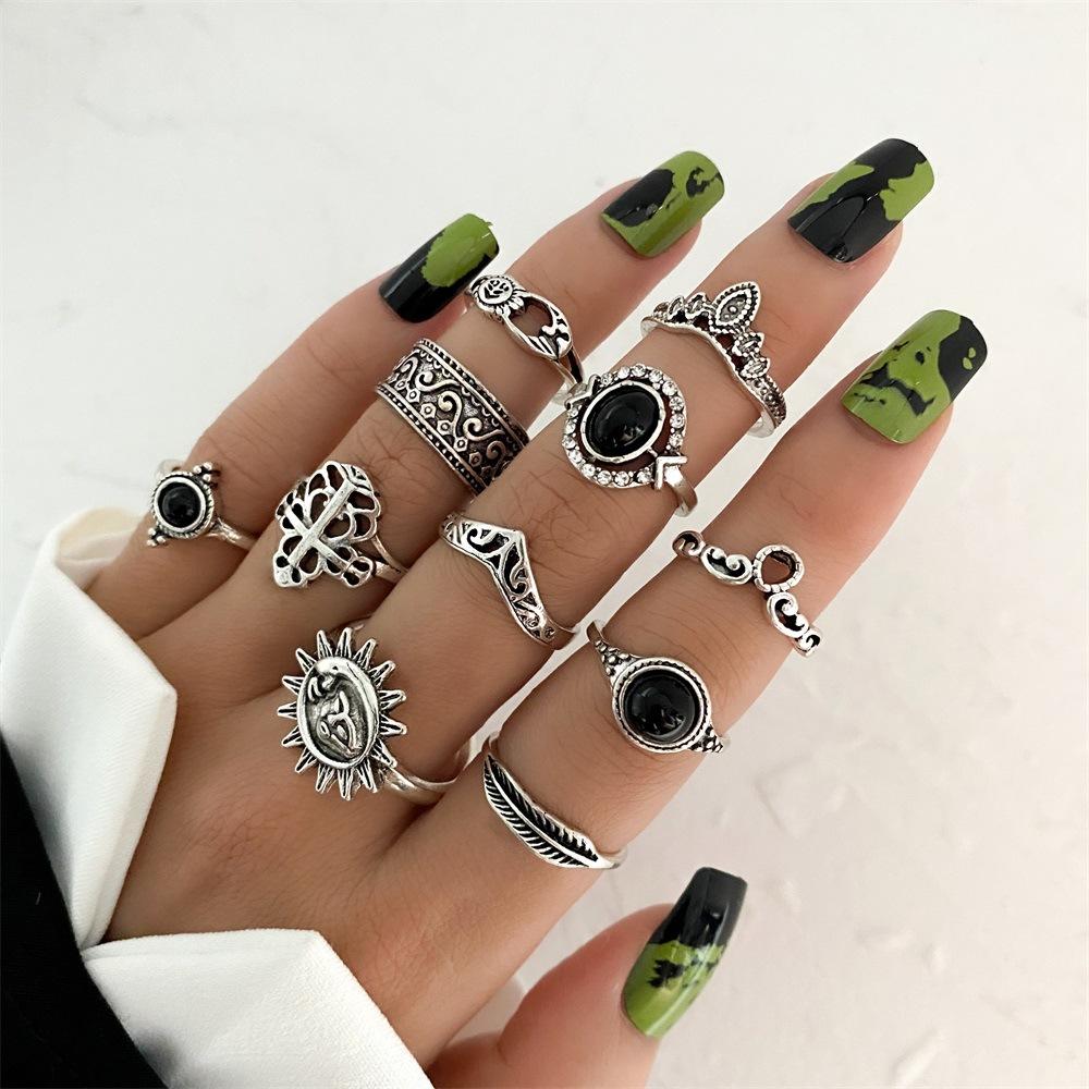 Vintage Distressed Butterfly Snake-shaped Ring Set - Multi-jointed Open-ended Set Ring Set