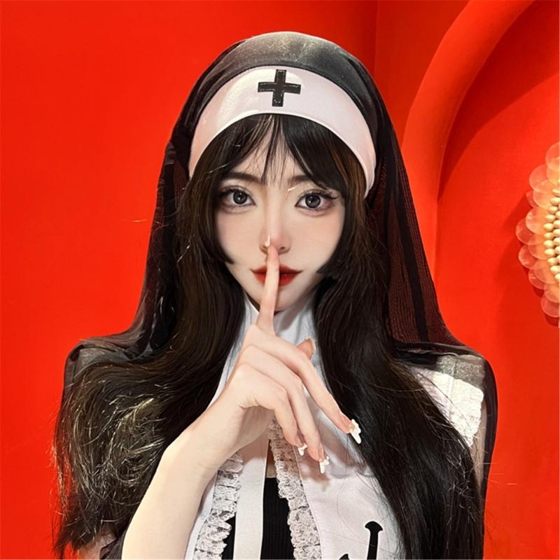 Nun Hats for Women Adult Halloween Costume Accessory Lightweight Nun Headpiece Nun Headband Caps Nun Habits Hat