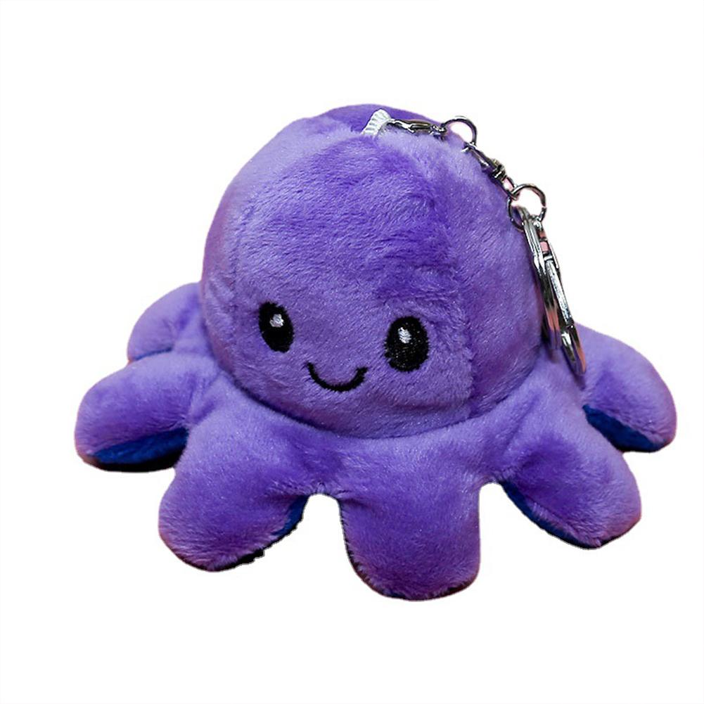 Reversible Octopus Plush Pendant Double-sided Expression Flip Octopus Keychain Toy Doll