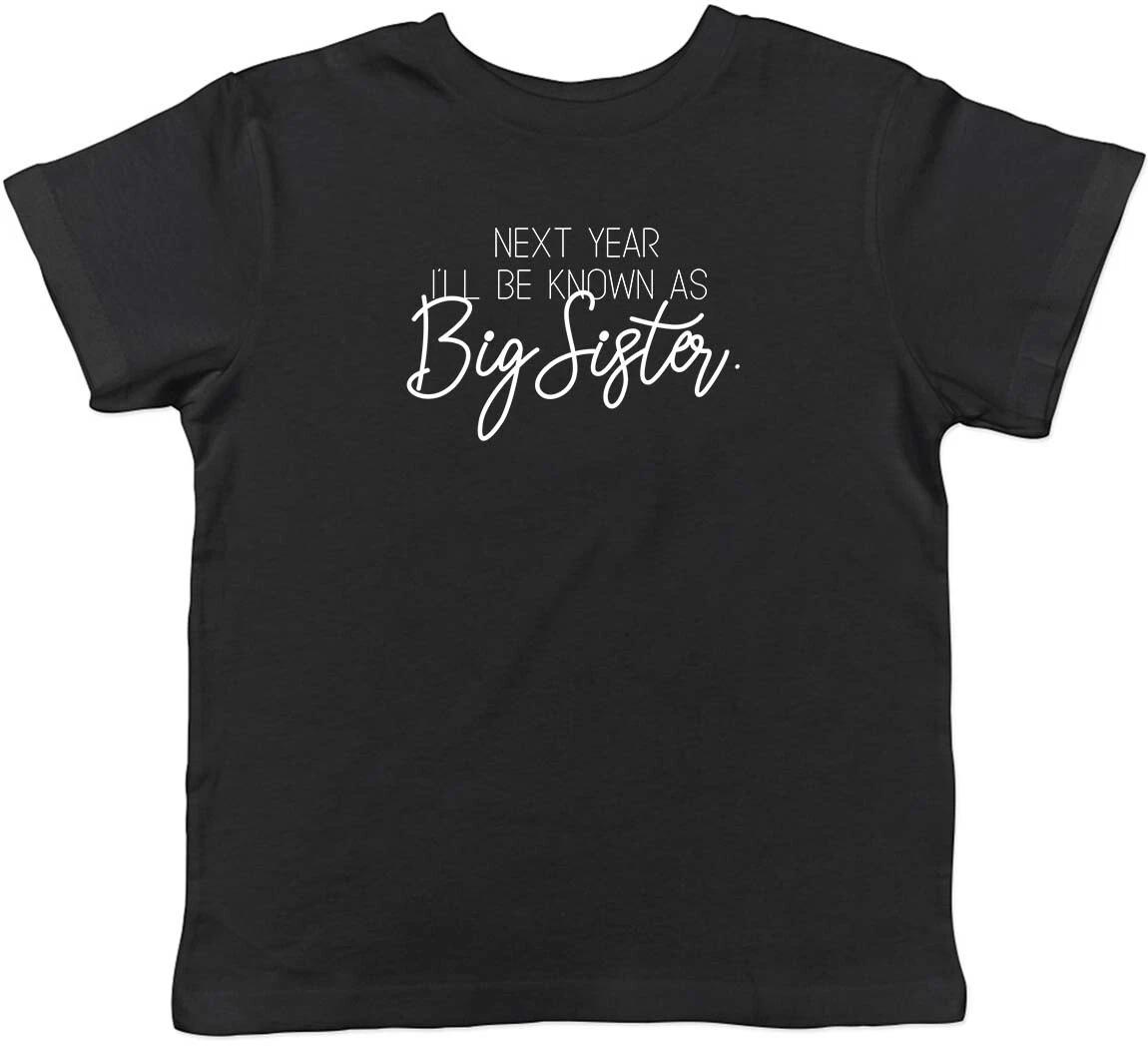 

Next Year I ll be known as Big Sister Childrens Kids T-Shirt Boys Girls 110