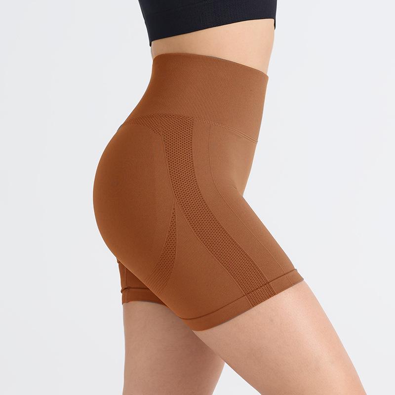 Women's Seamless High Waist Yoga and Running Shorts - Quick Dry, Peach Lift Fit