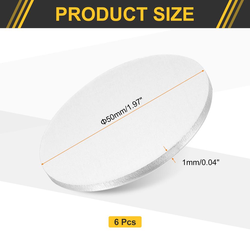 uxcell 6 Aluminum Discs Diameter 2 inch (50 mm) Thickness 0.04 inch (1 mm)