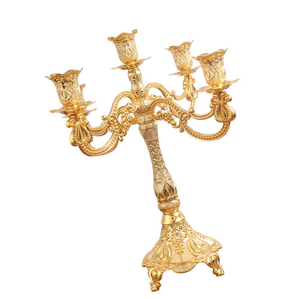 Antique Multiple Arm Taper Candle Holders Gold Metal Carved Candelabra Candlestick Stand for Wedding Parties Home Decors