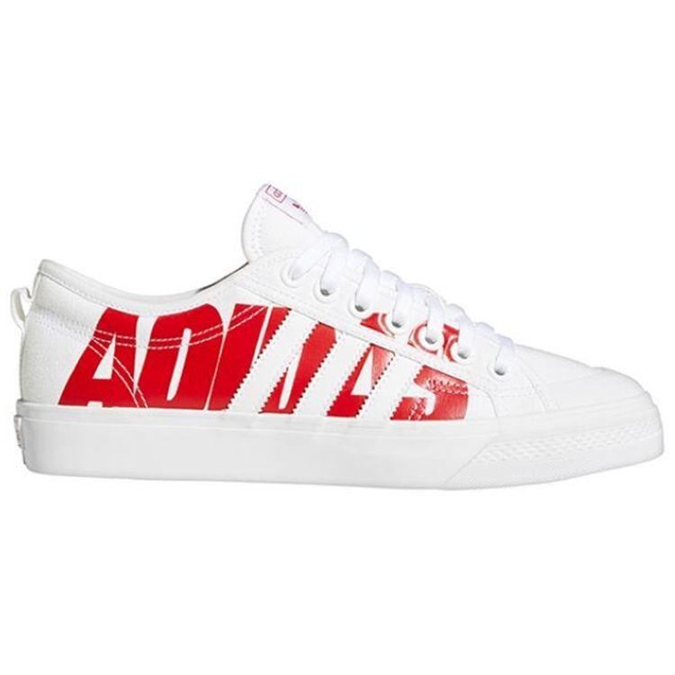 Adidas Originals Nizza Trefoil Casual Slip-Resistant Lightweight Low-Top Skate Shoes Women Sneakers White Red FX8345