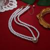 Retro Elegant Hepburn Fan Pearl Necklace Banquet Temperament Personality Versatile Collarbone Chain Cheongsam Dress with Accessories Women