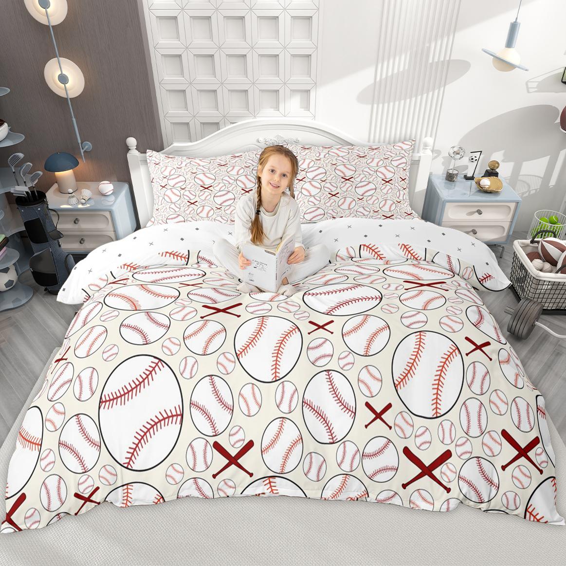 

Comforter Homewish Sports Theme Football Baseball Comforter Set For Kids Teens Ball Gamer Bed Set Comforter (quilt)-EU Single(135*200cm)3pcs