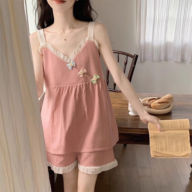 

Женский летний жилет-бретелька с ватным тампоном, пижама, милый и милый тонкий летний комплект домашней одежды M