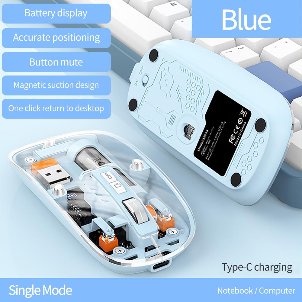 3 Modes Transparent Wireless Mouse 2.4G Wireless Bluetooth Rechargeable Mice Suitable For PC Games And Office