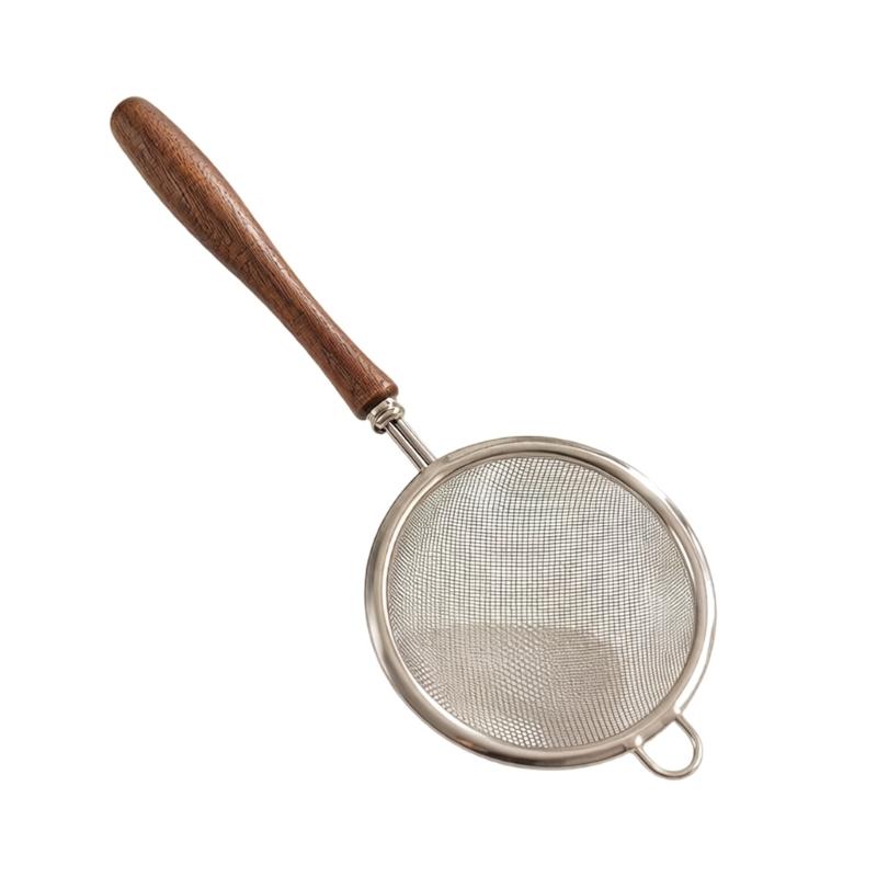 Holzgriff 304 Edelstahl Kleines Sieb Perfekt zum Filtern von Milch Säften Und Tee Mit Feinem Netz