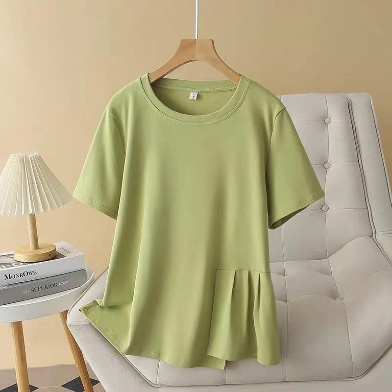 T-Shirt Damen Sommer Lässig Große Größe Locker Rundhalsausschnitt Pullover Kurzärmelige Oberteile