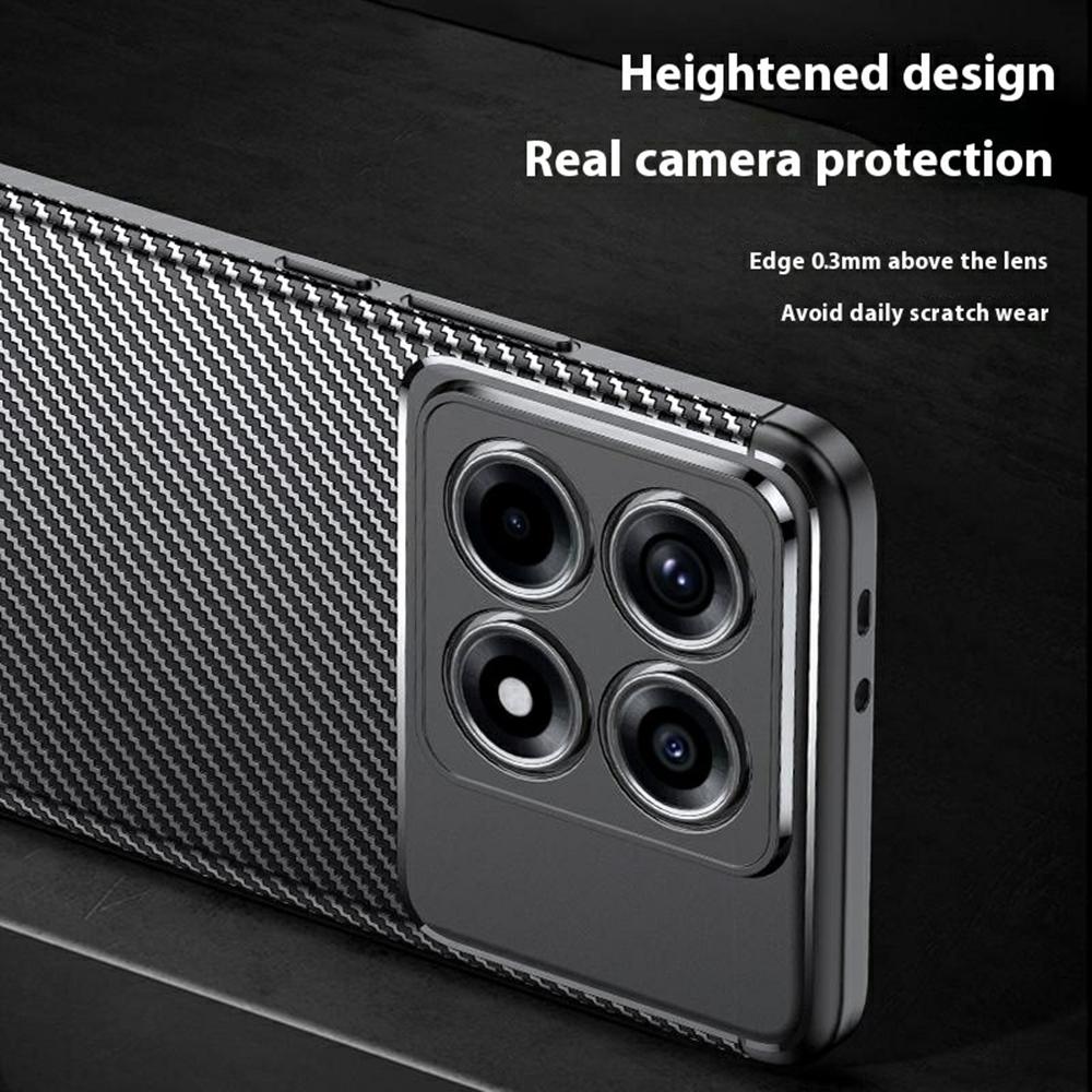 For Xiaomi 14T Pro Case Carbon Fiber Texture TPU Phone Cover Heat Dissipation