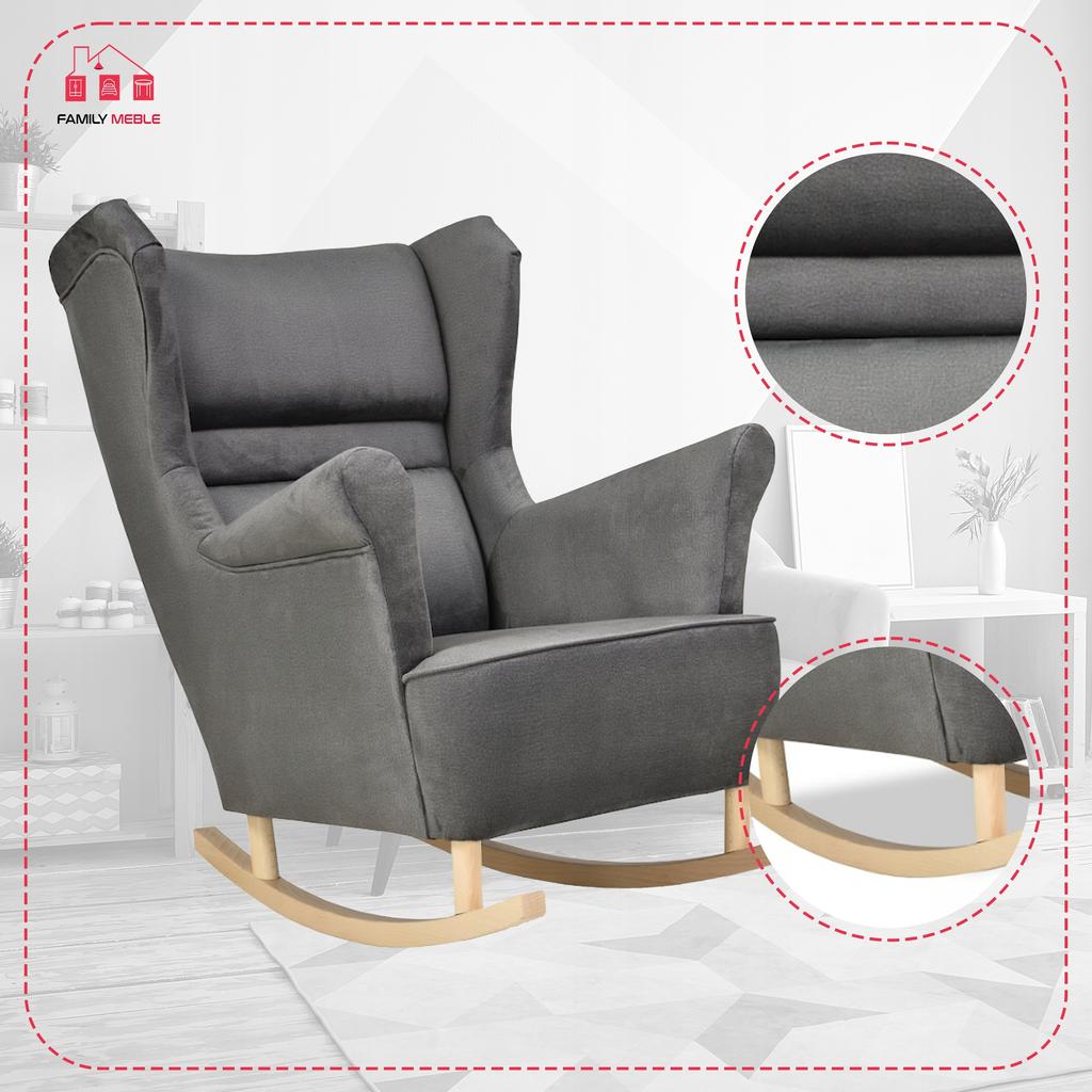 Fotel uszak Zoja bujany skandynawski Family Meble szary babci dziadka