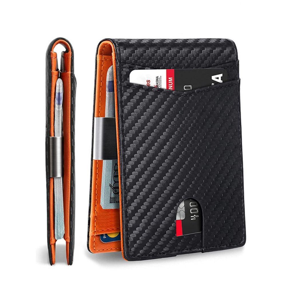 Male Coin Purse Anti-Theft Credit Card Holder Slim Minimalist Carbon Fiber Card Holder with Zipper Men Wallets Business