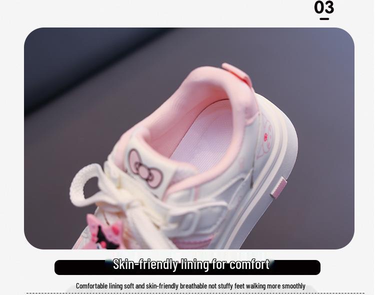 2026 Spring Girls' Skate Shoes - Cute Korean Style, Fashionable Cartoon White Sneakers, Breathable, Lightweight, Casual.