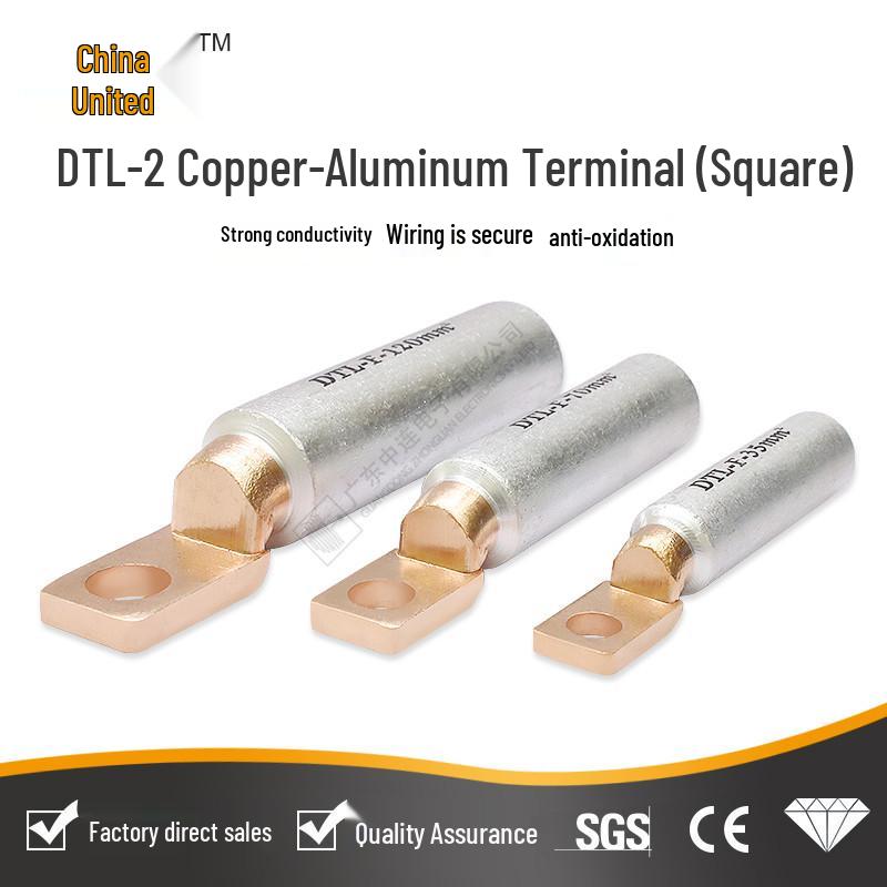 DTL-2 Square Copper Aluminum Pin Terminal Tin-Plated Connector Lug