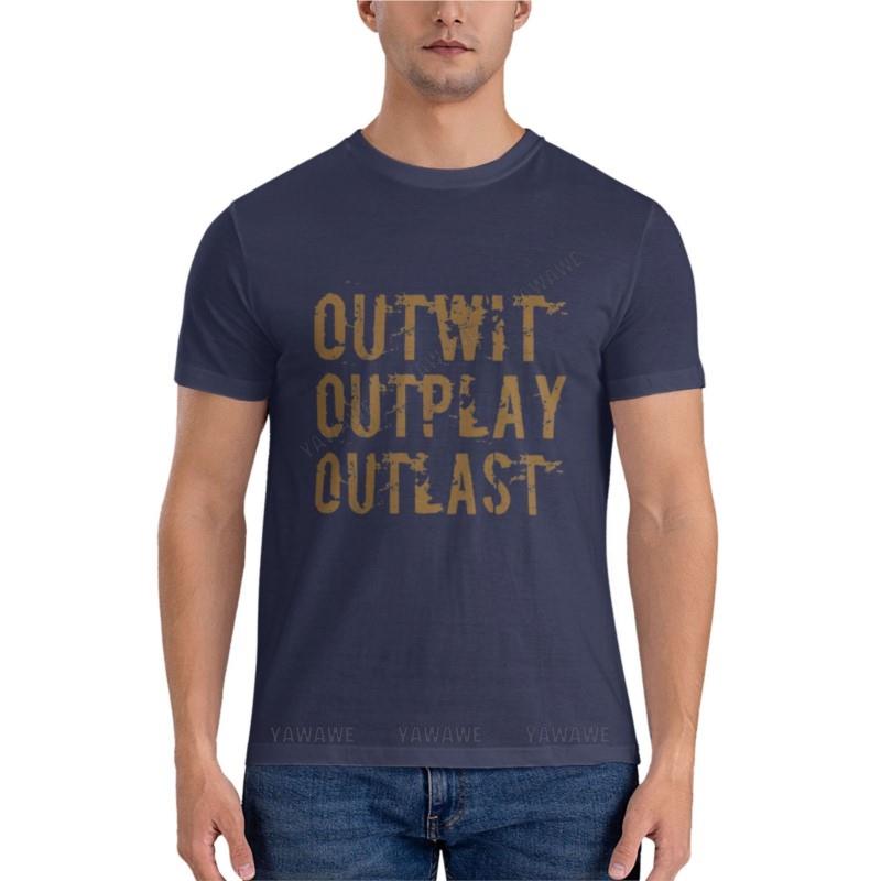 Outwit Outplay Outlast Classic TShirt cat shirts plain white t shirts men men clothes t shirts for men cotton