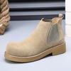 Minimalist Chelsea Boots Men's Leather Big Head Martin Boots Men's Trendy Short Boots Thick Sole Heightening British Style Casual Men's Boots