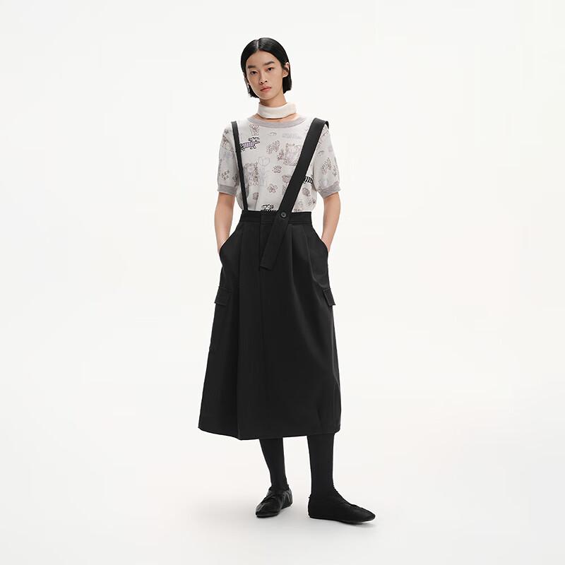 broadcast Black Detachable Mid-Length Suspender Dress