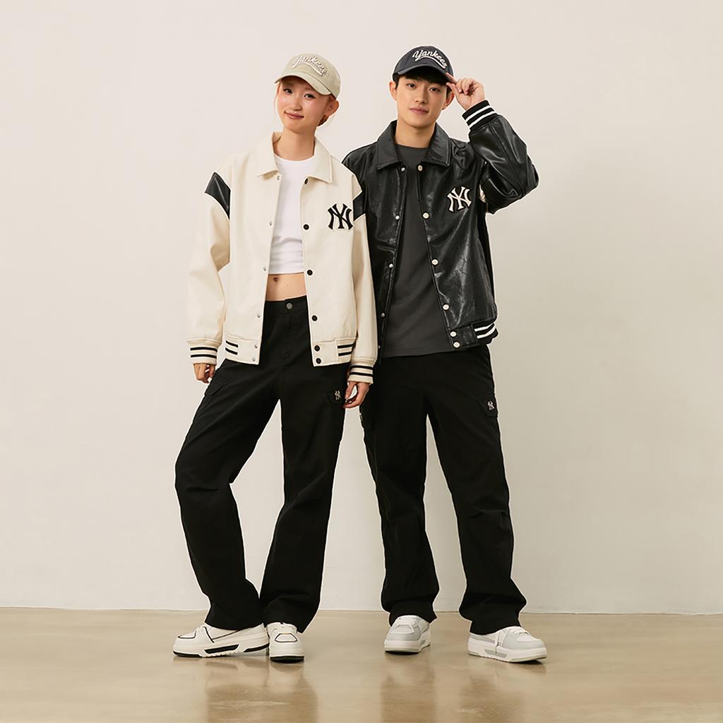 New MLB MONOGRAM Collection New York Yankees Baseball Jacket Unisex Dark Cream 3AJPM0444-50CRD