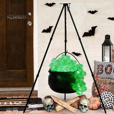 Bubbling Cauldron Set Large Witches Cauldron with String Light Black Plastic Bowl Candy Bucket Halloween Outdoor Indoor Decoration