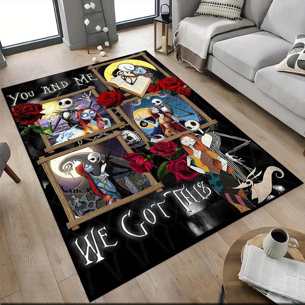 1pz Tappeto The Nightmare Before Christmas, Tappeto da Area, Camera da Letto e Sala Giochi, Resistente, Antimacchia e Facile da Pulire, Soggiorno
