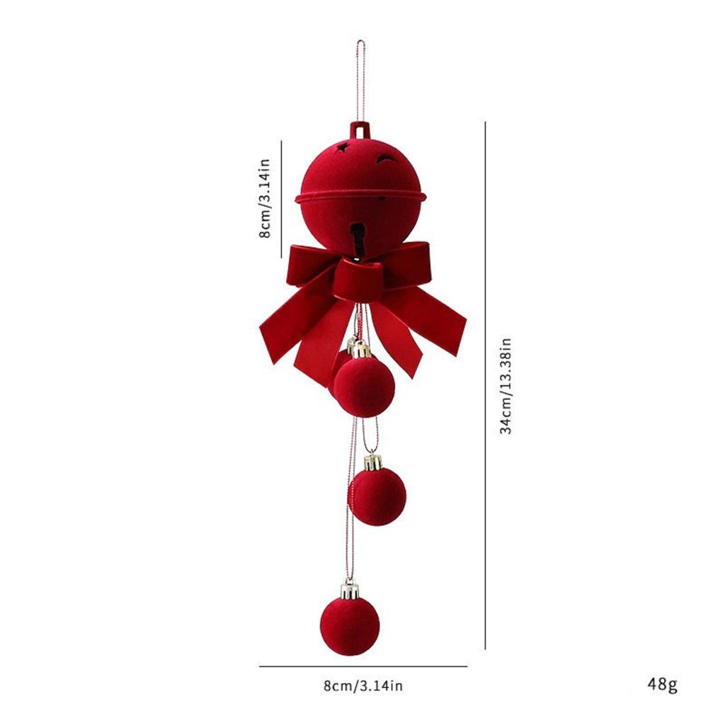 Christmas Bell Decorative Pendant,Christmas Indoor Wall Decoration With Needles,wine Red Christmas Flocking Bells,Christmas Tree Decorations,