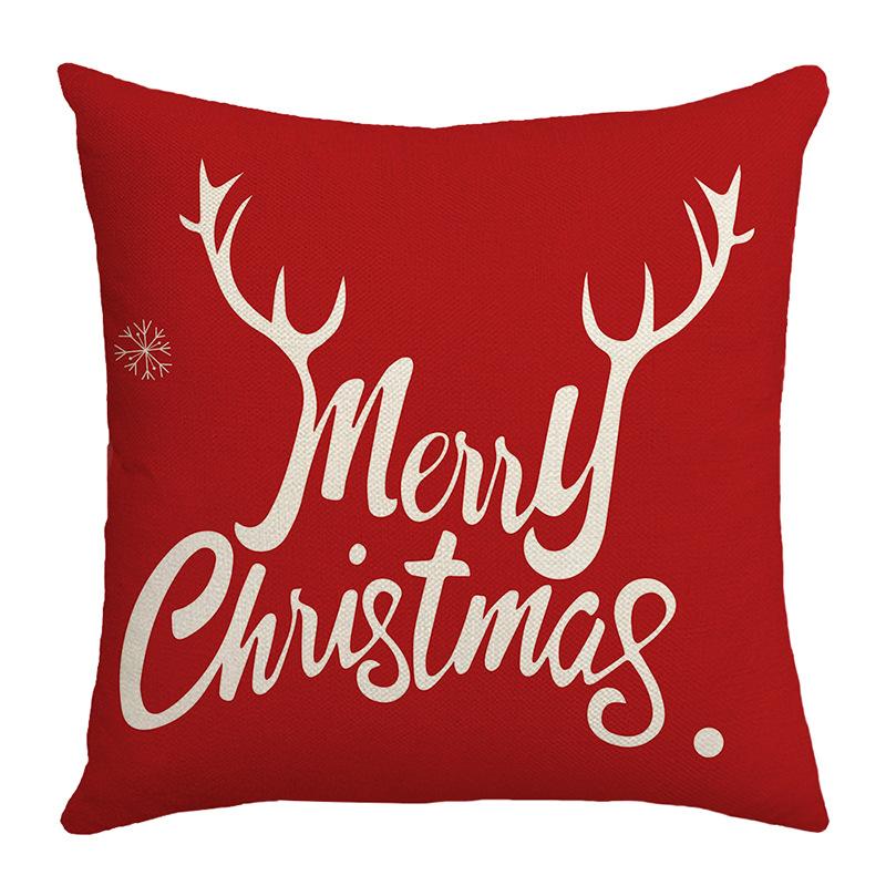Red Christmas Pillow Cover Polyester Letter Print Home Sofa Pillow Cover Cushion