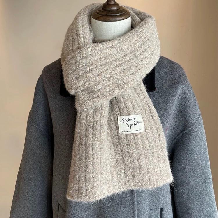 Korean Style Knitted Student Scarf Women's Wool Blended Wool Autumn and Winter Fashionable Warm Christmas Red Scarf for Men