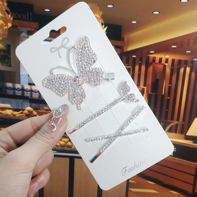 Korea Shiny Crystal Hair Clip Set Fashion Hair Accessories  Trend For Women Girl Pearl Rhinestone Hairpin Side Clip For Hair