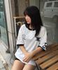 AWESOME STUDIO Waffle Henley Neck Ringer Color Block Tee White
