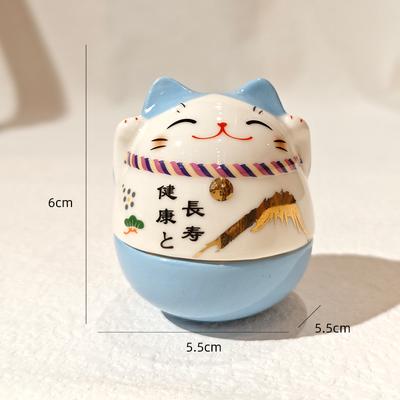 Japanese Lucky Cat Ceramic Maneki-neko Sculpture Bedroom, Living Room, Study Desk Decorative Ornament Birthday & New Year Gift
