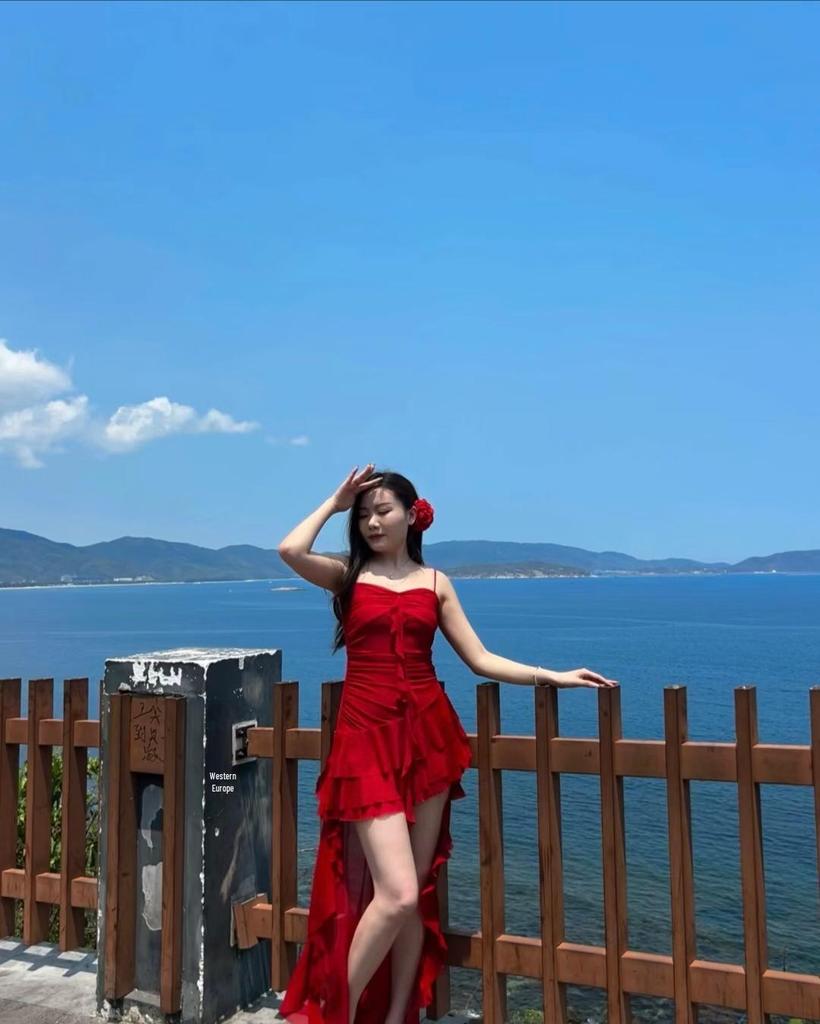 French Ruffle Patchwork Slimming Camisole Dress - Women's Niche Irregular Fairy Skirt