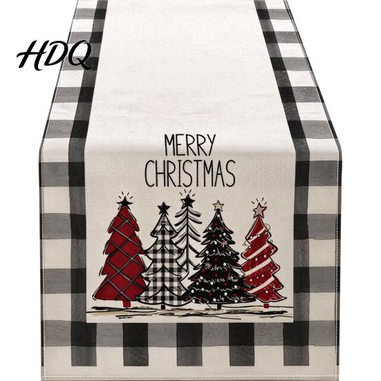 Soft Fabric Table Runner for Home Decor Christmas Runner Xmas Balls Tree Dining Decor Winter Holiday Farmhouse Snowflake Wedding Party Banquet