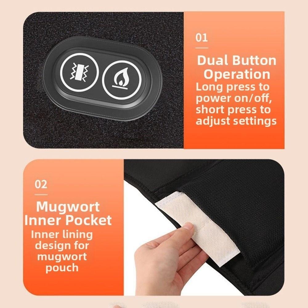 3 in 1 Heated Knee Wrap Black 6-speed Adjustable Vibrations Electric Heating Massager Breathable Sore Muscle Recovery 3-speed Temperature Regulation