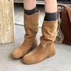 Damen Retro Matte Höhenverstärkende Mid-Calf Stiefel - 2025 Atmungsaktive Lässige Mode