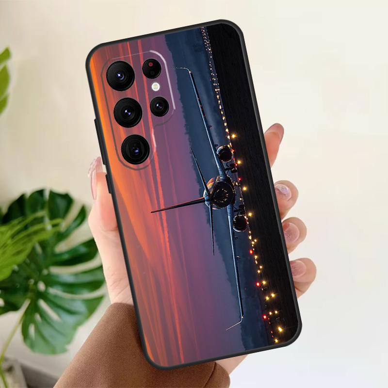 Airplane Plane Aircraft Soft Case For Samsung Galaxy S25 S21 S22 S23 S24 Ultra S9 S10 Plus S20 FE S24 FE Phone Cover