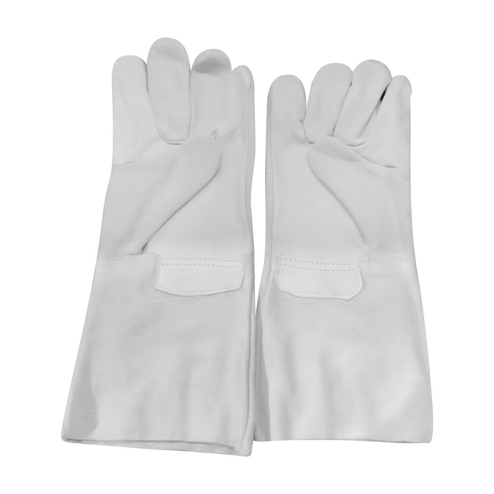 OEM ZHEDA Textured Durable 14 Inch Head Layer Gloves (fireproof Thread) Welding Gloves Comfort Heat Resistance White Work